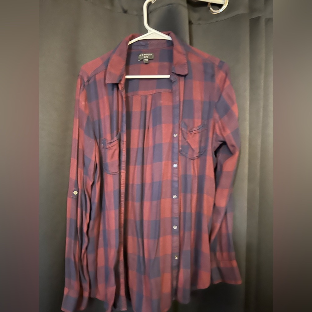 Maroon plaid button up